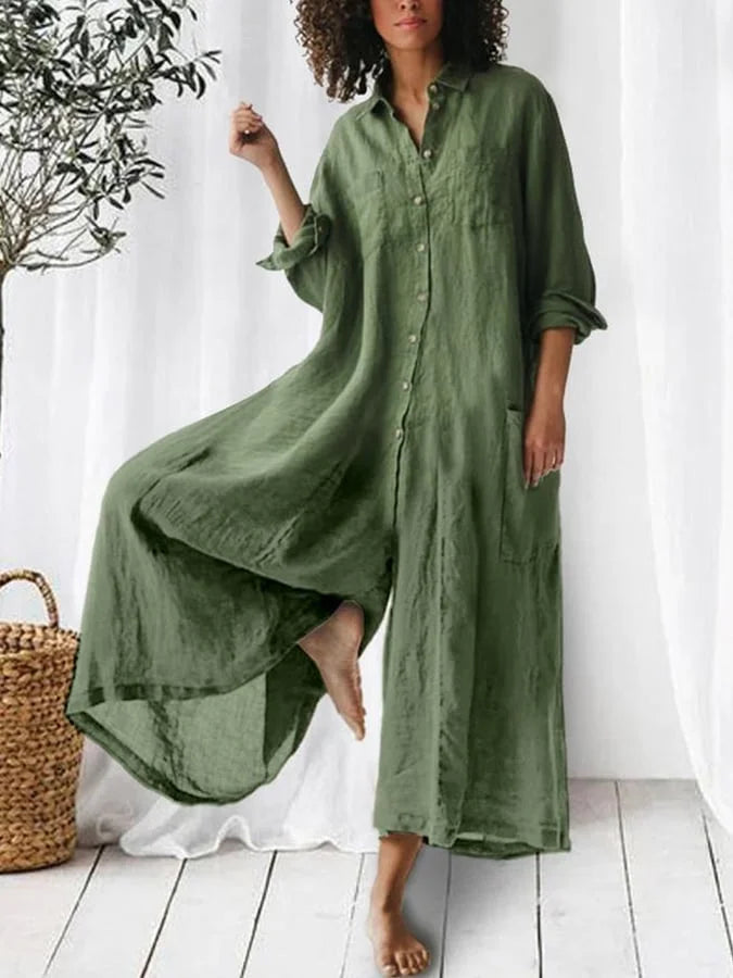 Chic Comfort Cotton-Linen Jumpsuit